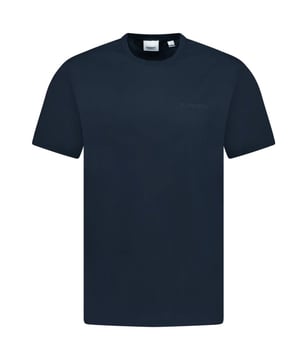 Verbeter je stijl met het Burberry marineblauwe T-shirt. Dit iconische Blue overhemd van Burberry is niet alleen modieus, maar biedt ook een comfortabele pasvorm en premium kwaliteit. Perfect voor elke gelegenheid, dit shirt zorgt ervoor dat je opvalt en je zelfverzekerd voelt., Burberry blauw T-shirt, 100% katoen, blauw T-shirt, monotoon logo op de linkerborst, Burberry-logo op de linkerborst, pasvorm passend op maat, geborduurd merklogo,