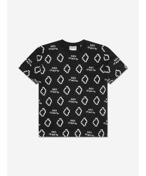 Juniors Marcelo Burlon Basic Logo Allover Print T- Shirt in black-white.- Ribbed crewneck.- Short sleeves.- All over logo.- 100% Cotton.- Ref: CBAA0010021001