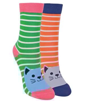 These girls socks are so soft, they’ll never want to take them off! Miss Sparrow Girls 2 Pack Bamboo Animal Socks are a fun choice to add something unique to the sock collection of your little girl. These socks are made of bamboo, which makes them super soft and comfortable to wear as well as being hypoallergenic and naturally antibacterial so there's no risk of irritation or itching. Perfect for sensitive skin! Each 2 pack features cute and fun animal designs. Choose from 10 different patterns like: Rabbits, Kitty Cats, Sheep, Sausage Dogs, Pandas, Hedgehogs and more! Miss Sparrow prides their products on the philosophy of making your feet feel fabulous all year round. Whether it's their chic and stylish products, they bring you unique, exciting and fashionable accessories, full of individuality to give you the confidence to be you. These socks come in a 2 pair pack and are made from 52% Bamboo, 18% Polyester, 16% Cotton, 12% Polyamide, 2% Elastane. They come in 3 Kids Sizes: 2-3 Years, 4-6 Years & 7-9 Years and are Machine washable under 40. Do not dry clean. Do not iron. Do not bleach.