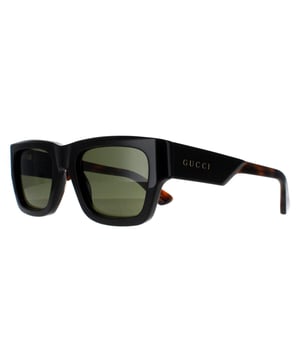 Gucci Square Mens Dark Brown with Havana Green GG1668S  Sunglasses feature a modern, square frame design that exudes confidence and contemporary elegance, perfect for both casual and upscale settings. The temples are adorned with Gucciâ€™s signature double-G logo, a hallmark of the brandâ€™s storied heritage and commitment to superior craftsmanship. With lenses that provide optimal UV protection, the GG1668S model ensures wearers enjoy both style and comfort.