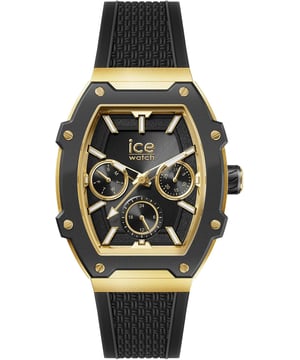 This Ice Watch Ice Boliday - Black Gold Multi Dial Watch for Men is the perfect timepiece to wear or to gift. It's Gold  Tonneau case combined with the comfortable Black Silicone watch band will ensure you enjoy this stunning timepiece without any compromise. Operated by a high quality Quartz movement and water resistant to 5 bars, your watch will keep ticking. Express your timeless elegance with the ICE boliday - Black gold. Its bold combination of deep black and dazzling gold captures the essence of luxury and sophistication. This Multi Dial watch has a calendar function: Day-Date as well as 24-hour Display , Luminous Hands and Luminous Numbers High quality 21 cm length and 21 mm width Black Silicone strap with a Buckle Case measurement: 39 X 50 mm,case thickness: 12 mm, case colour: Gold and dial colour: Black