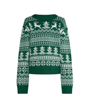 Da freut sich auch der Weihnachtsmann: Mit dem Statement Pullover von myMo KIDS holt ihr euch den Christmas-Spirit in den Kleiderschrank. Die feierlichen Motive, bestehend aus Tannenbäumen, Rentieren und Schneeflocken, bilden die zauberhafte Szenerie. Das Material: ein weiches, wärmendes Garn mit formstabilen Rippstrickbündchen.  Zur Seite fahren