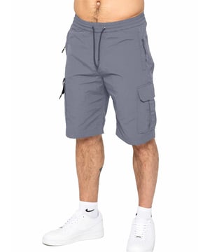 Engineered for comfort and versatility, these poly cargo shorts will elevate your casual wardrobe. Made from a durable woven crinkle fabric, they boast a relaxed elasticated waist and drawstring fastening for a perfect fit. Stay organized with zip-fastened side and leg pockets, adding a touch of utility to your summer ensemble. Pair with a classic t-shirt and trainers for effortless style.