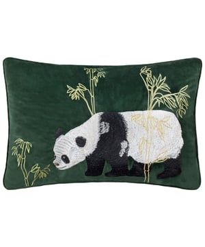 Elevate your space with the Chuan Tranquil Panda Velvet Cushion, where luxury meets artistry. This sumptuous velvet cushion is adorned with an intricate, hand-embroidered design of a serene panda amidst lush bamboo, inspired by the tranquil beauty of Sichuan. Metallic thread accents add a refined lustre, enhancing the exquisite craftsmanship. Piped edges provide a tailored finish, blending contemporary elegance with timeless charm. Designed for those who value detail and sophistication, this cushion brings a sense of calm opulence to any setting. Perfect for creating a relaxing, stylish sanctuary, it’s a statement piece that seamlessly combines comfort and artistry.