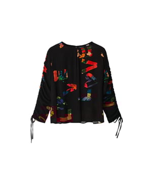 Marca: Desigual   Género: Mujeres   Tipo: Blusa   Color: Negro   Patrón: Estampado   Escote: Cuello redondo   Mangas: Manga larga   Temporada: Otoño/invierno