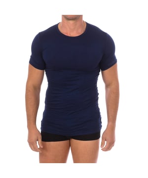 Bikkembergs short sleeve t-shirt.
 Round neckline with ribbed finish.
 Brand logo on the sleeve.
 Comfortable and breathable fabric.
 Seams seen in tone.
 Composition: 95% Viscose, 5% Elastane
 Care:
Wash at maximum temperature 30º.
 -Do not use bleach.
 -Do not dry clean.
 -Allows the use of an iron.