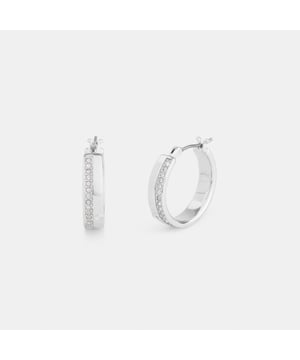 Pave Hoop Earrings,  Length: 1.50 cm,  Height: 1.00 cm