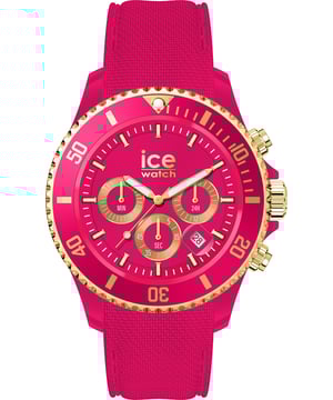 This Ice Watch Ice Chrono - Pink Chronograph Watch for Women is the perfect timepiece to wear or to gift. It's Pink 40 mm Round case combined with the comfortable Pink Silicone watch band will ensure you enjoy this stunning timepiece without any compromise. Operated by a high quality Quartz movement and water resistant to 10 bars, your watch will keep ticking. Still on this trendy and colorful trend, Ice-Watch offers the ICE chrono - Pink! Both feminine and sporty, this watch will perfectly adorn the wrists of active and trendy women, for all occasions in their daily life. This Chronograph watch has a calendar function: Date , Stop Watch , 24-hour Display and Luminous Hands High quality 19 cm length and 19 mm width Pink Silicone strap with a Buckle Case diameter: 40 mm,case thickness: 13 mm, case colour: Pink and dial colour: Pink