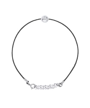 Pulsera de enlace Nylon trenzado Negro - bisel con diamante genuino 0.03 CTS - Calidad HSI - Longitud: 18 cm - Entregado en un caso con un certificado de autenticidad y una garantía internacional - Todas nuestras joyas están hechas en Francia.