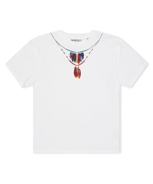 Juniors Marcelo Burlon Feathers Necklace T-shirt in Wit.- Ronde hals.- Korte mouwen.- Kettingmotief op kraag.- Rood kruislogo op rug.- 100% Katoen. Ref: CBAA0010030184.