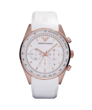 Emporio Armani AR5979 - Reloj para unisexo cuarzo acero inoxidable• material: acero inoxidable• cristal: minèral• pulsera: goma• correa: oro rosado• resistencia al agua: 50 m (5 ATM)• tamaño de la caja: 43 mm