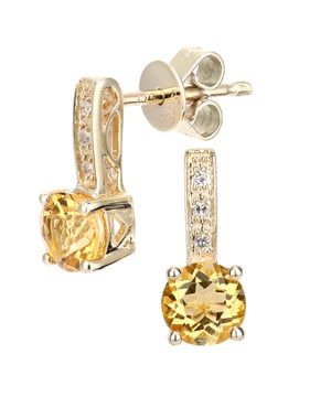 9K (375) geel goud: 1,36 gram; # Diamant: 0,03 ct; # Citrien: 0,94 ct