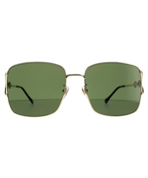 Gucci Sunglasses GG1018SK 002 Gold Green are a lightweight thin metal frame with the rectangle shaped lenses giving a modern style. Adjustible nose pads allow for a personalised fit while the Gucci logo appears along the temples for brand authenticity.