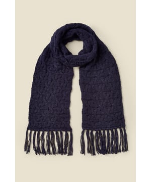 Cosy season, we're ready for youThat chunky knit will keep you seriously warmTassel trim detailChic navy knit: it'll go with everythingThere's a matching hat too