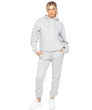 Enzo Womens Tracksuit Set. Long sleeve Oversized Hoodie and Relaxed Fit Joggers. Keeps your Body Warm and Comfortable. Joggers Feature 2 Side Slash Pockets. Brushed Back Inner Fleece Lining for more Comfort. Cuffed Leg Design, Elasticated Waist with drawstrings. Ideal to use for Casual and Work wear.