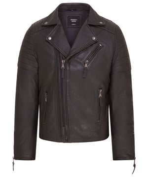 The centrepiece of a timeless look, this jacket is crafted with full grain nappa leather to achieve a slim fit stylish biker silhouette. Eye catching additions to this piece include ribbed detailing on the shoulders and a traditional wide collar. The front of the jacket is accented with a double zip and features a slanted zip pocket across the breast as well as a further two zip pockets. This jacket comes in a range of colours to suit a variety of tastes, allowing all to find their ideal style in this classic Brando style piece.

• 100% premium ultra-soft nappa leather.
• Slanted zip breast pocket • Double zip front, tagged for ease of use
• Wide notch stud fastened lapels
• Pockets integrated into the jacket lining
• Ribbed detailing on the shoulders
• Stylish zipped cuffs