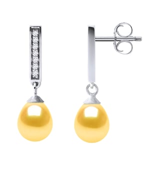 PARAS PERLAS Culturadas genuinas Pears de 6-7 mm de 6-7 mm - Calidad AAAA + - Colori Gold - óxidos y circonio - System -Algénico Camiseetas - Joyas 925 milésimas de garantía de 2 años contra cualquier defecto de fabricación - suministrado en su caja con un certificado de autenticidad y un Garantía internacional: todas nuestras joyas están hechas en Francia.