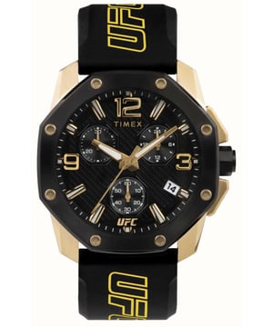 This Timex Ufc Icon Chronograph Watch for Men is the perfect timepiece to wear or to gift. It's Multicolour 44 mm Round case combined with the comfortable Black Rubber watch band will ensure you enjoy this stunning timepiece without any compromise. Operated by a high quality Quartz movement and water resistant to 10 bars, your watch will keep ticking. This Chronograph watch is ideal for any occasion. Whether at official events, on the tennis court or in the country club - with this watch you make a good figure everywhere  - This watch has a Stop Watch,24-hour Display and a Luminous Hands High quality 21 cm length and 24 mm width Black Rubberl strap with a Buckle Case diameter: 44 mm,case thickness: 14 mm, case colour: Multicolour and dial colour: Black