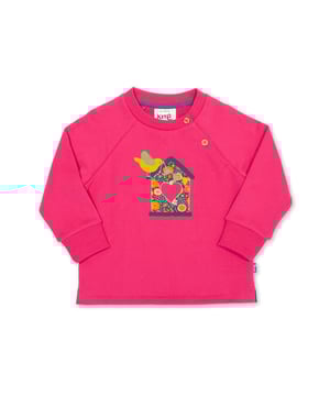 100% organic cotton | Proud to be certified by Control Union to the Global Organic Textile Standard (GOTS) | Bird appliqué design | Rose pink | Brush back sweat fabric | Coconut button raglan sleeve opening (up to and including size 3 years) | Long sleeved | Ribbed neckline | Ribbed cuffs | Made in Turkey | Machine washable at 40 degrees, or at 30 degrees to be kinder to the planet