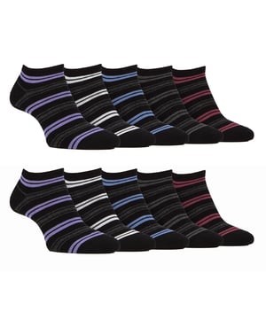 Farah - Men's 10 Pack Bamboo Trainer Socks¿Quién necesita calcetines duraderos para correr pero necesita más suavidad y comodidad? Pues estos calcetines Farah Bamboo Trainer Socks son perfectos. Los calcetines de bambú también ayudan a regular la temperatura por lo que estos calcetines le ayudará a sentirse caliente en el invierno, y fresco en el verano. Los calcetines de bambú también ayudan a regular la temperatura, por lo que estos calcetines te ayudarán a sentirte caliente en invierno y fresco en verano. Estos calcetines, con el emblemático logotipo de Farah cosido en la suela, están disponibles en dos colores tradicionales: Este paquete incluye 10 pares con una excelente relación calidad-precio y están disponibles en 2 opciones de color. Están disponibles en las tallas 6-11 del Reino Unido y están fabricados con un 69% de viscosa de bambú, un 28% de poliamida y un 3% de elastano. Lavables a mano.Extra Product DetailsFarah Men's Trainer SocksExceptionally Soft Bamboo4 Colour DesignsSilk Like TouchMade For Exercise & More10 Pairs Per PackMen's One Size: 6-11 UKSuper Soft BambooHand Washable