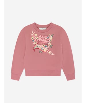 Introducing the luxurious Girls Pegaso Logo Sweatshirt in Pink by Etro, a stellar addition to any girl's wardrobe for AW2024. Crafted with precision, this sweatshirt elevates casual chic. Key highlights include: Iconic Pegaso Design: Etro's signature winged horse emblem in a striking print adds an exclusive touch. Premium Fabric: Ultra-soft, ensuring comfort and durability for all-day wear. Vibrant Pink Shade: Brightens the outfit and enhances mood, perfect for trendy young fashionistas.Elevate your girl's style quotient with this exquisite piece from Eturo. Ideal for stylish adventures!