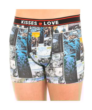 Boxer Kisses|and|Love
Color Multicolor
Cinturilla de goma elástica con el nombre de la marca bordado consecutivamente.
Diseño de viñetas de cómic.
Tejido transpirable.
Frontal anatómico con capacidad de sujetar sin apretar.
Costuras vistas a tono.

Composición:  95% Algodón, 5% Elastano

Lavar a temperatura máx. 30º.
- No usar lejía.
- No usar secadora.
- No planchar.
- No lavar en seco