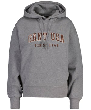 Stylischer Hoodie für Damen von der Marke GANT. Angenehm weiche Baumwoll-Qualität. Große Logo-Stickerei, Kapuze mit Kordelzug.