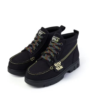 Patadas Hola x Lucy Lace-Up Boots de cuero de gamuza negra para mujer 116063