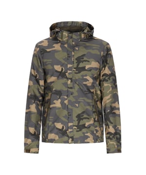 Ideal für Outdoor-Enthusiasten überzeugt diese Kapuzenjacke mit einem markanten Tarnmuster. Sie verfügt über einen durchgehenden Frontreißverschluss mit Stoffabdeckung, eine verstellbare Kordelzugkappe und praktische Reißverschlusstaschen an den Seiten. Diese Jacke ist sowohl funktional als auch stylisch gestaltet und eignet sich perfekt, um bei Outdoor-Aktivitäten oder lässigen Ausflügen in die Natur aufzugehen.  Jacke