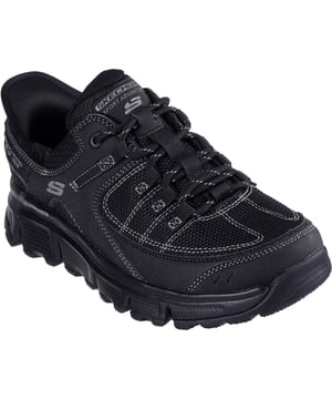 Rijd de trails in moeiteloos comfort met Slip-ins van Skechers: Summits AT. Deze wandelschoen met vetersluiting is ontworpen met ons exclusieve hielkussen en heeft een bovenwerk van synthetisch duraleather en mesh met een dempende Skechers Air-Cooled Memory Foam binnenzool.