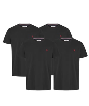 U.S. Polo Assn. 4 PACK Rundhals Ausschnitt - T-Shirt basic, Weiche und bequeme Herren-T-Shirts aus reiner Baumwolle mit Rundhals ausschnitt und Logo in Rot auf Brusthöhe