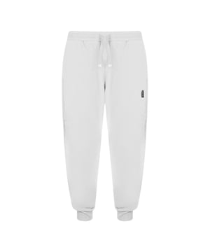 Pantalon deportivo blanco Parajumpers, pantalon deportivo liso, parche PJS en la pierna izquierda, 100% poliamida, cinturilla elastica