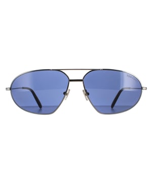 Tom Ford Aviator Mens Shiny Gunmetal Blue Bradford FT0771  Bradford FT0771 are a modern aviator style crafted from lightweight metal. The silicone nose pads and plastic temple tips ensure all day comfort. Signature Tom Ford Ts wrap around the corner flick and along the slender temples for brand recognition.