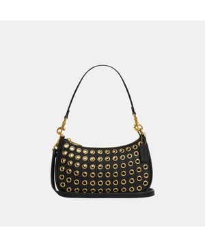Teri Shoulder Bag in Smooth Leather with Leather Strap with Grommets, Inside multifunction pocket,  Length: 24.50 cm,  Width: 7.50 cm,  Height: 15.50 cm