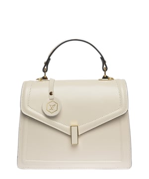 Bolso de mano  
100% cuero de vaca  
Cierre superior con cremallera  
Cierre frontal con hebilla metálica  
Bolsillo interno con cremallera  
Dimensiones: 21x26x8 cm  
Asa: 22 cm  
Correa para el hombro: 120 cm ajustable