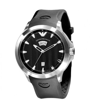 Emporio Armani AR0631 - Reloj para hombre cuarzo acero inoxidable• material: acero inoxidable• cristal: minèral• pulsera: goma• correa: plateado• resistencia al agua: 50 m (5 ATM)• tamaño de la caja: 45 mm