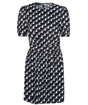 100% viscose; Love Moschino-jurk; Model: WVI6100T089A 0007; Hoogwaardige afwerking; Ronde hals, korte mouwen, knielengte; Ik hou van Moschino-logodetails