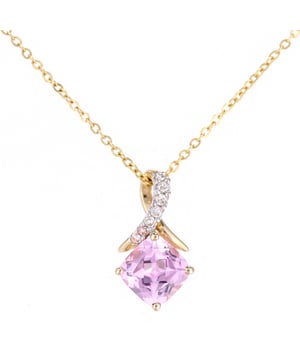 9K (375) Yellow Gold: 0.99gr; # Diamond: 0.03ct; # Created Pink Sapphire: 0.85ct