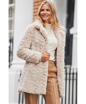 Harry faux fur sales collar crombie coat
