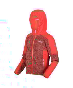 The Dissolver V kids' fleece from Regatta is just the thing for kids on the go. The kids' fleece jacket is crafted with polyester and elastane for long-lasting stretch comfort. There are stretch panel inserts to keep little ones moving with ease. They can pull up the hood when it gets windy. The kids' fleece top is ideal for running, hiking and woodland adventures. The marl knit effect adds a stylish touch. With reflective trim and stretch binding. Material: 85% Polyester, 13% Viscose, 2% Elastane. Ref: RKA362FBN.