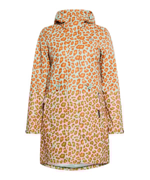 Betonen Sie Ihren Regentagsstil mit dieser Regenjacke mit Leopardenmuster. Die Jacke hat eine normale Passform und eine Länge bis zur Mitte des Oberschenkels, eine verstellbare Kapuze und verschweißte Nähte für Wasserbeständigkeit. Der Reißverschluss ist unter Druckknöpfen versteckt und zwei Fronttaschen sorgen für Funktionalität. Jacke mit langen Ärmeln und verstellbaren Kordelzügen in der Taille. Gehen Sie hinaus in diesen Parka mit Gepardenmuster, der sowohl modisch als auch funktional ist. Die Jacke besteht aus 3000 mm wasserdichtem Stoff.  regenparka