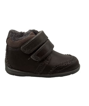 Hush Puppies Twinkly Grey Leather Hook and Loop Kids Boots HKB8038