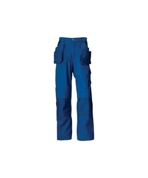 Broad belt tunnel at back for extra strength. Loops with double hook and loop closure on both sides for hammer holders. Belt loops for additional accessory storage. Fold up hem to give an optional leg length increase of up to 5cm. Knee pad position can be adjusted by 5cm for a better fit.