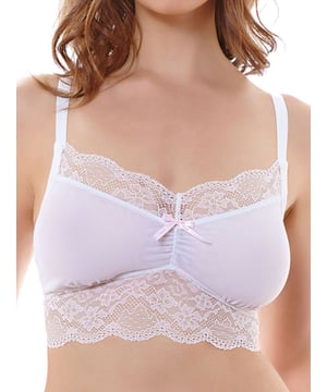 Marlon Wirefree Bra Womens Size 42D 44D White Lace Firm Control No
