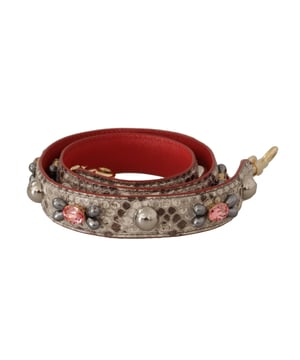 100% Authentic Dolce & Gabbana shoulder bag strap
  Made from leather in a pretty beige hue
  Complete with two gold-tone lobster clasps
  Can be attached to your bags
  Made in Italy
Material: 100% Python Leather