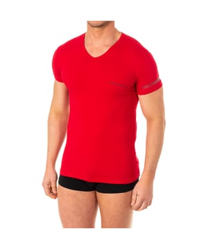 Emporio Armani short sleeve t-shirts.
 V-neck.
 Printed brand on the upper side part of the front.
 Brand logo printed on the sleeve.
 Comfortable and breathable fabric.
 Seams seen in tone.
 Composition: 95% Cotton, 5% Elastane
 Care:
-Wash at max temperature. 40ºC.
 -Do not use bleach.
 -Supports dry cleaning.
 -Allows you to use a dryer.
 -Iron at max temperature. 130ºC.