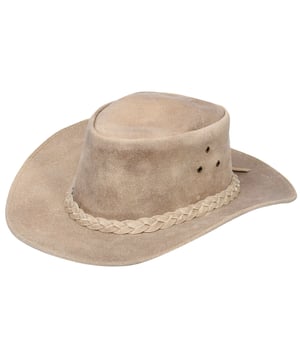 Cuero auténtico engrasado, estilo clásico del oeste. La corona está adornada con una banda trenzada. Duradero, pero elegante y ligero, con una banda trenzada. Calidad increíble. 100 % cuero de grano completo con acabado engrasado, artesanía de primera calidad, precio excelente, cuero engrasado, banda: cuero trenzado, color: marrón y beige