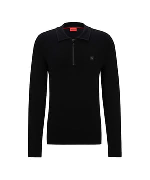 Een onconventionele polo-achtige trui van HUGO Menswear. Deze top is gemaakt van wol en afgewerkt met een gestapeld logo. Normale pasvorm.