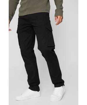 Upgrade your casual wardrobe with these on-trend cargo-style trousers from Threadbare. Cut in a slim fit, these trousers contain a little stretch for comfort. Featuring a cargo pocket on each leg and front and back pockets, you're fully kitted out. Belt loops and a button and zip fly finish this easy-to-style pair. Throw on a casual hoodie and a padded gilet for an off-duty look.