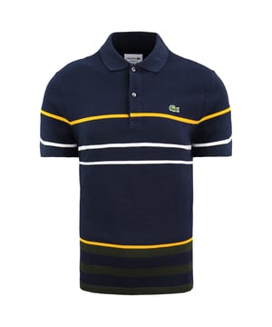 Lacoste Regular Fit Short Sleeve Stripped Mens Navy Cotton Polo Shirt PH9419 DS1